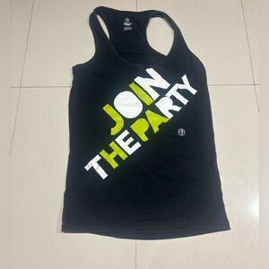 Zumba Fitness Black Tank Top with White and Yellow Print